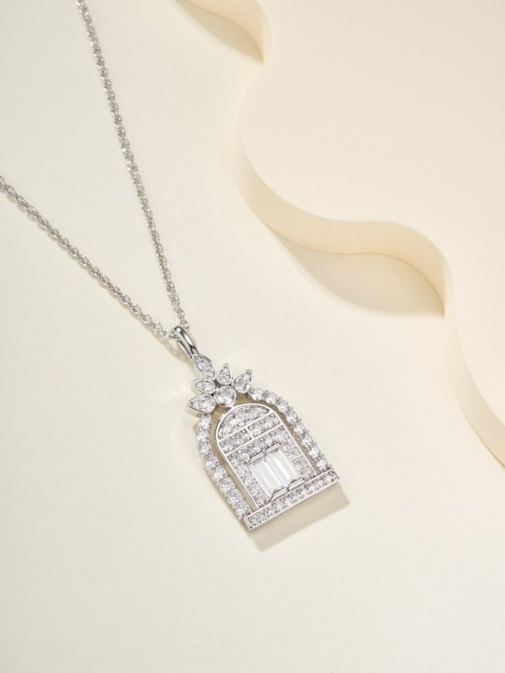 Harry Winston "Cluster Heart" Silver Necklace